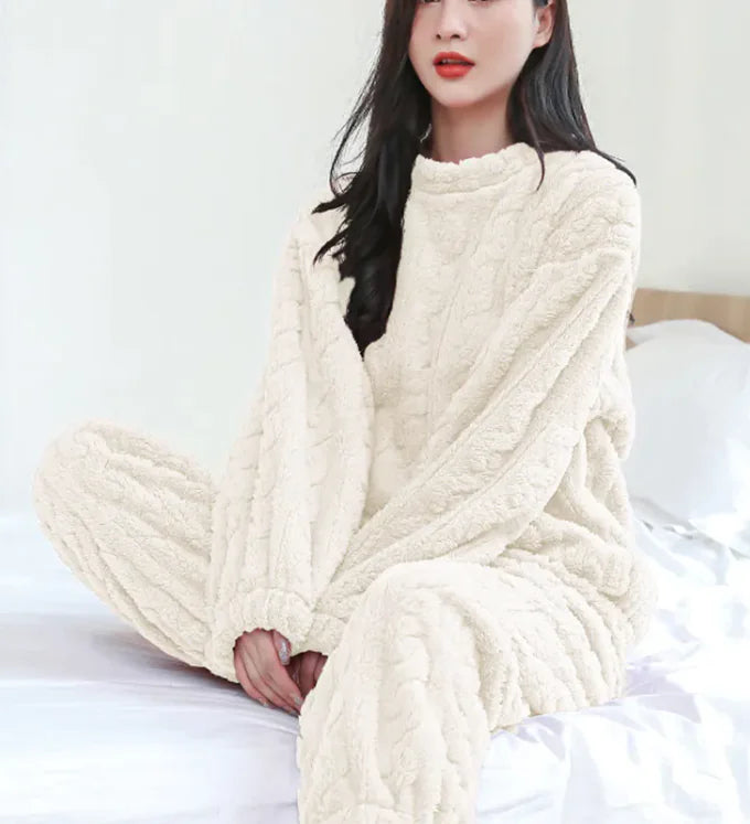 Winter Pajamas Sets Homewear Solid Color